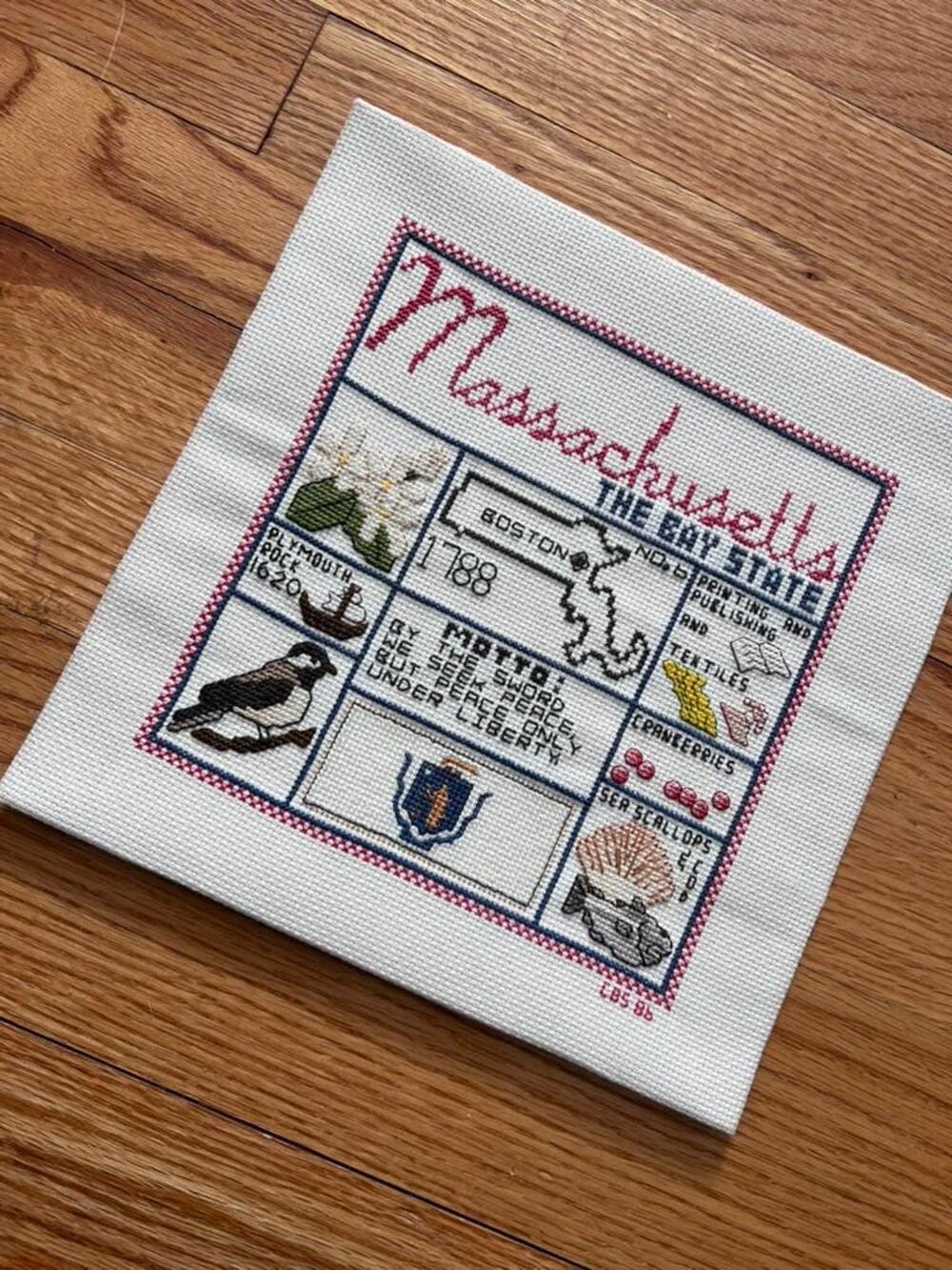 Vintage Massachusetts Cross Stitch Sampler | Bay State Needlework, 1986